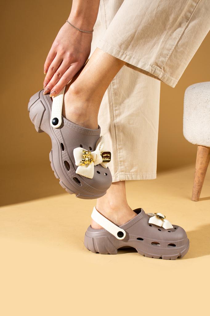 Sandale Eva Comfort pentru damă, cu talpă înaltă, cu detalii, DNZ223-24MinkBeige