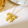 18K Stainless Steel Bow Pendant Necklace for Women - Trendy European and American Fashion Jewelry