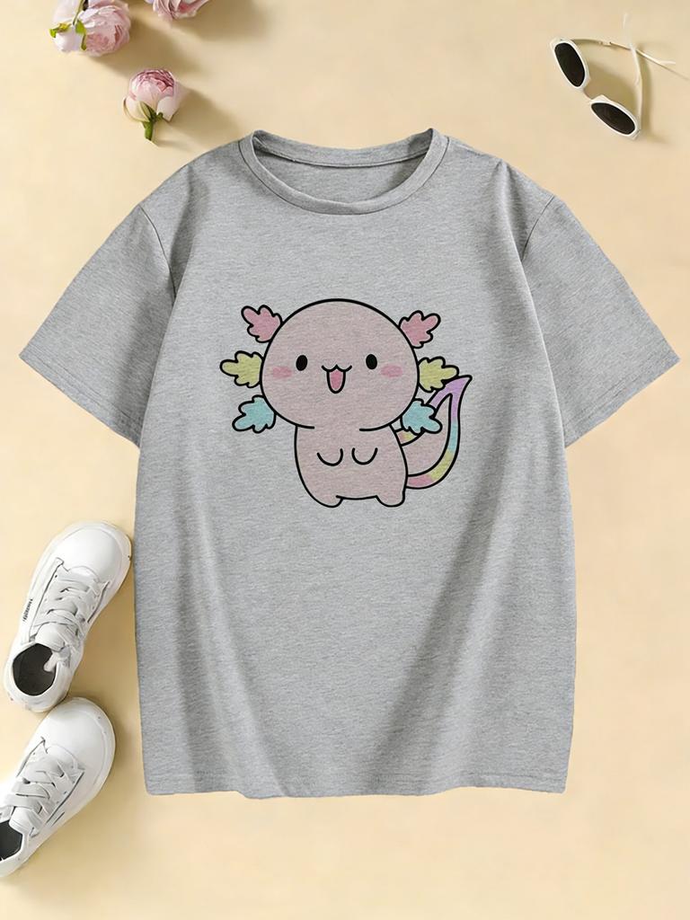 Cute Graphic Kids Tshirts Summer Short Sleeve Tees Cartoon Animal Boys Girls Clothes Kawaii Kitten Tops Y2K Tshirt