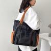 Öğrenci Kitap Çantası Büyük Kapasiteli Kontrast Renkli Çanta Banliyö Omuz Çantası Crossbody Çanta
