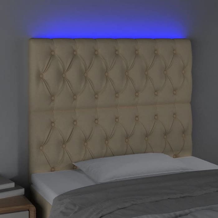 VidaXL Tête de Lit à LED Meuble de Chambre à Coucher Accessoire de Lit Simple Tête de Cadre de Lit Intérieur Crème 3122755