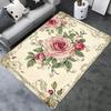Rose Floral Carpet Mat Rug with Vintage Border Pattern Soft Classic Home Decoration Living Room Bedroom Indoor Decorative Rug