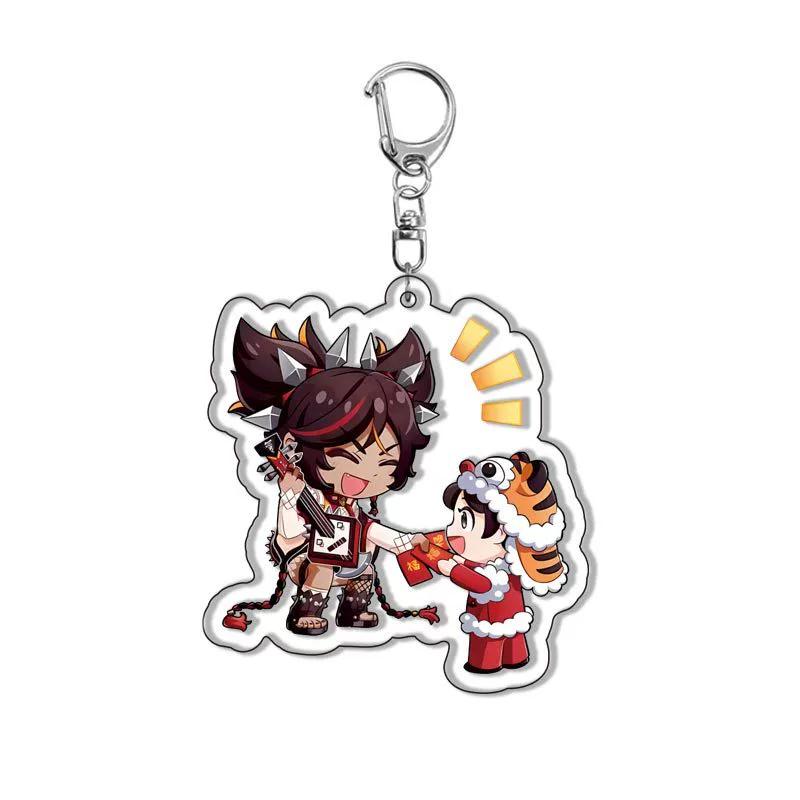 Genshin Acrylic Keychain Sweet Rain Walnut Monster Cartoon Pattern Anime Pendant