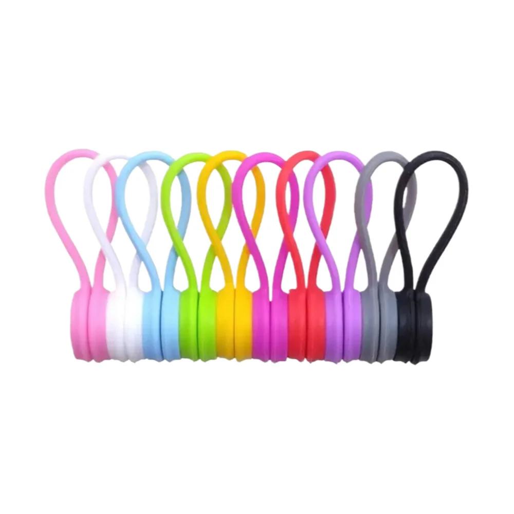 3/10pcs Reusable Magnetic Cable Ties Cable Management OrganizerSilicone USB Data Cord Winder Earphone Wire Protector Ties Stand