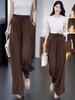 Women's Retro Drapey Wide-Leg Pants: Slimming, Elegant Straight-Leg Trousers for Spring/Summer 2025