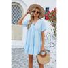 Summer Women's Dress New Solid Color V-Neck Loose Pleated Dresses