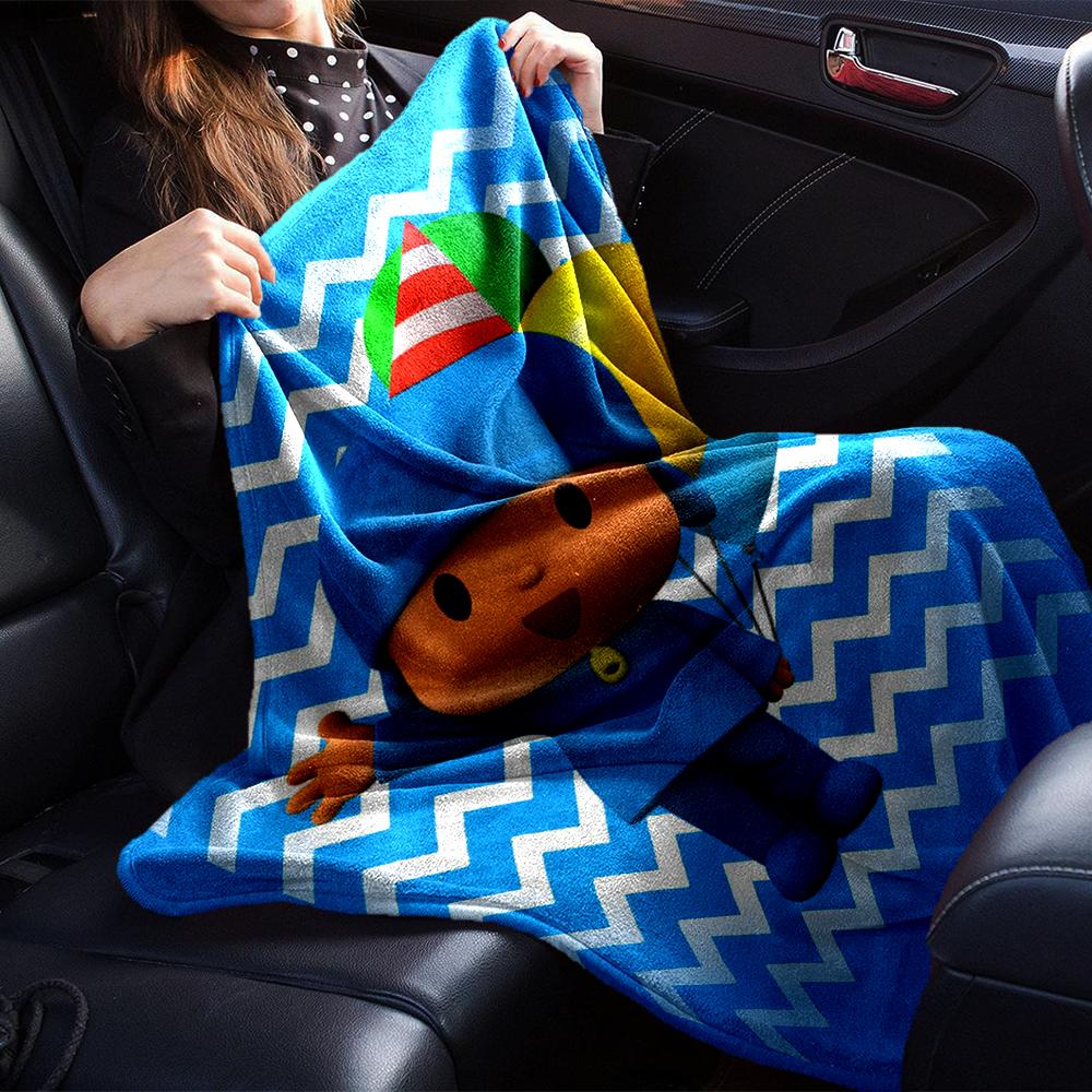 Pocoyo Theme Printed Blanket - Perfect for Couch, Bed, Travel & Outdoor Use | Machine Washable, Cozy & Durable.