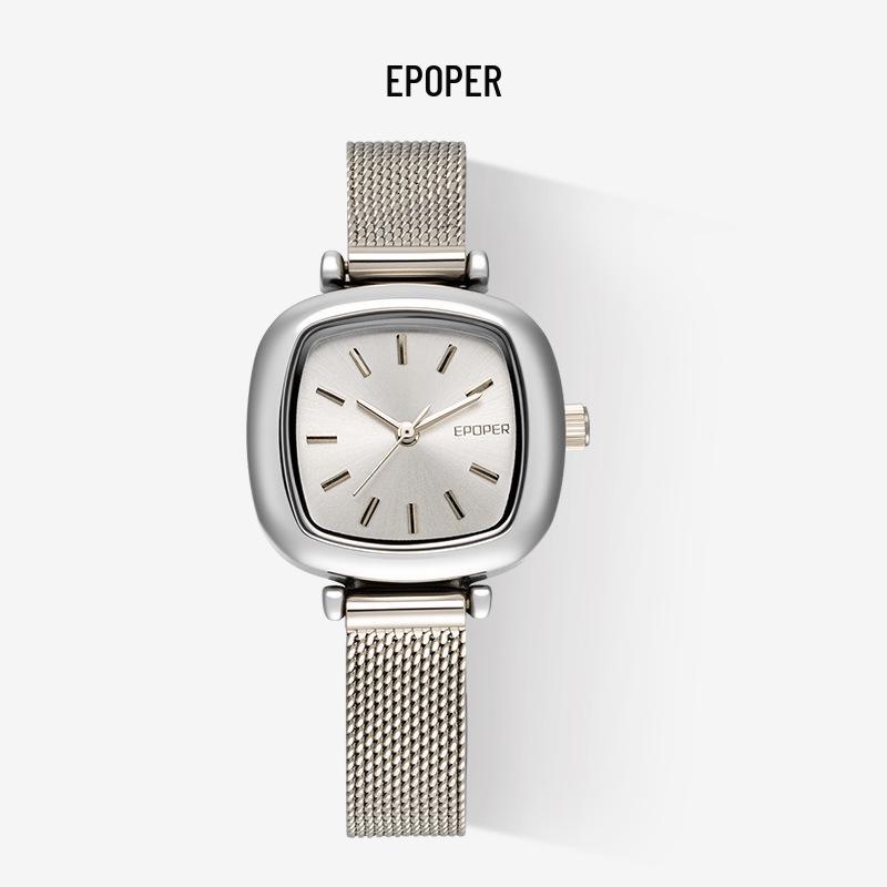 Sleek Black Gold Small Square Quartz Watch, Versatile Steel Band, Waterproof Casual Design