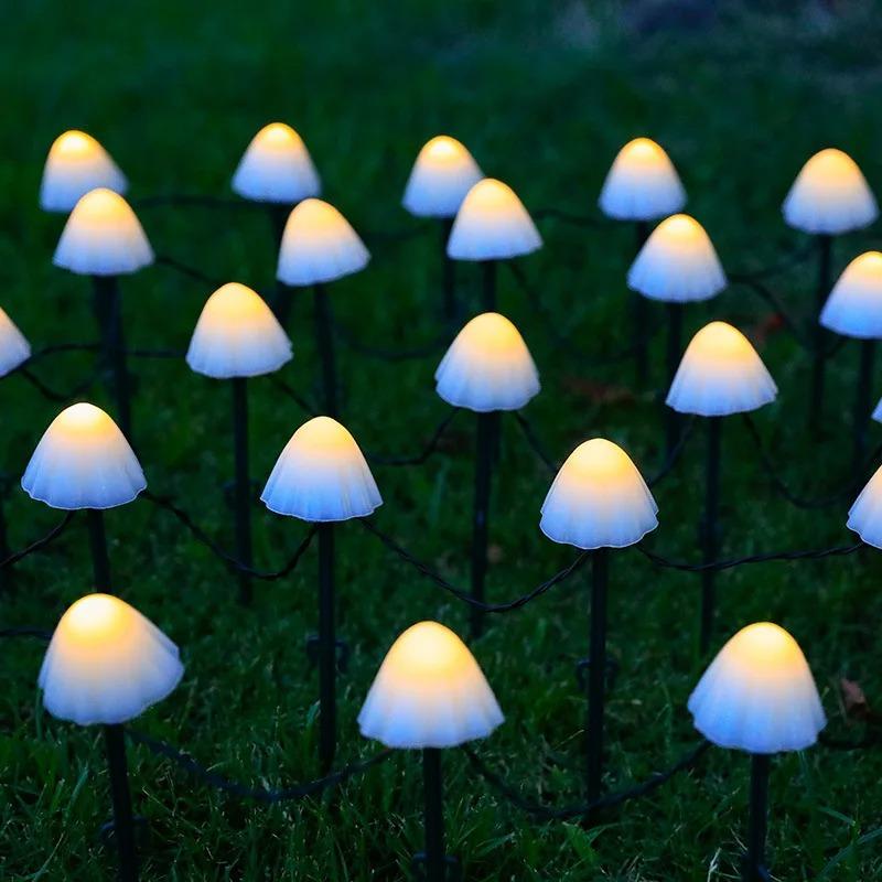 Solar Powered LED Mushroom String Lights for Outdoor Garden Patio Terra Path Fairy Landscape Lighting