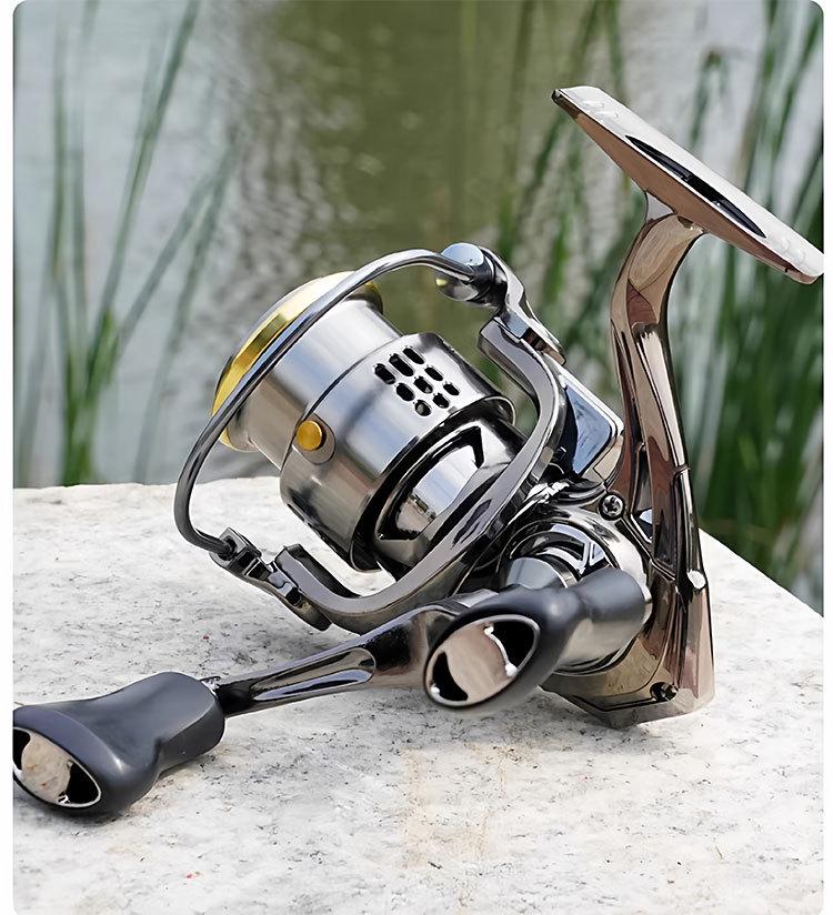 All-Metal Spinning Reel with Slanted Line Cup for Long-Cast Smooth Lure, Sea, and Rock Fishing.