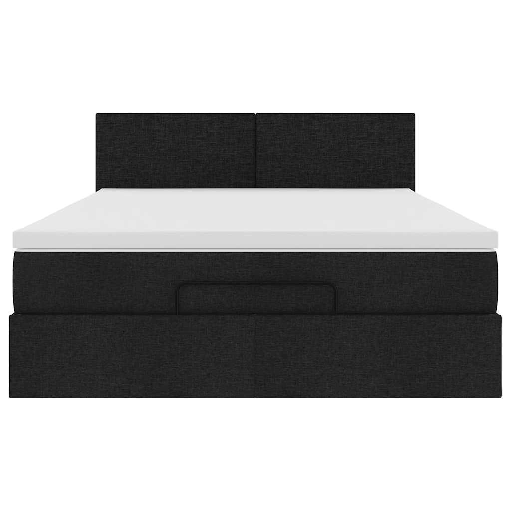 Ottoman Bed with Mattress & LEDs Black 140x200 Cm Fabric