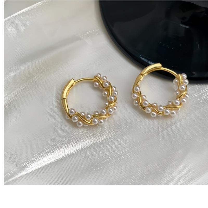 BELLA BOX High-end Luxury-style Circular Pearl Earrings, Trendy Ear Hoops, Women's Ear Pins With Unique Design, Rare Ear Ornaments