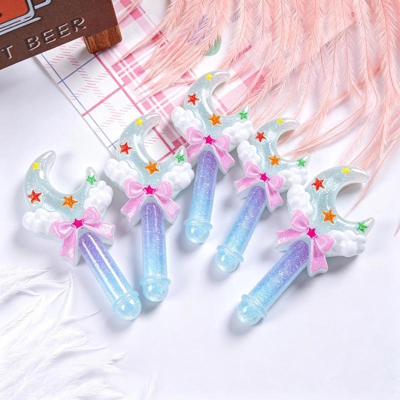 Mini Glittery Resin Magic Wands Multiple Cartoon Styles For Diy Crafts Cream Glue Decoration For Kids