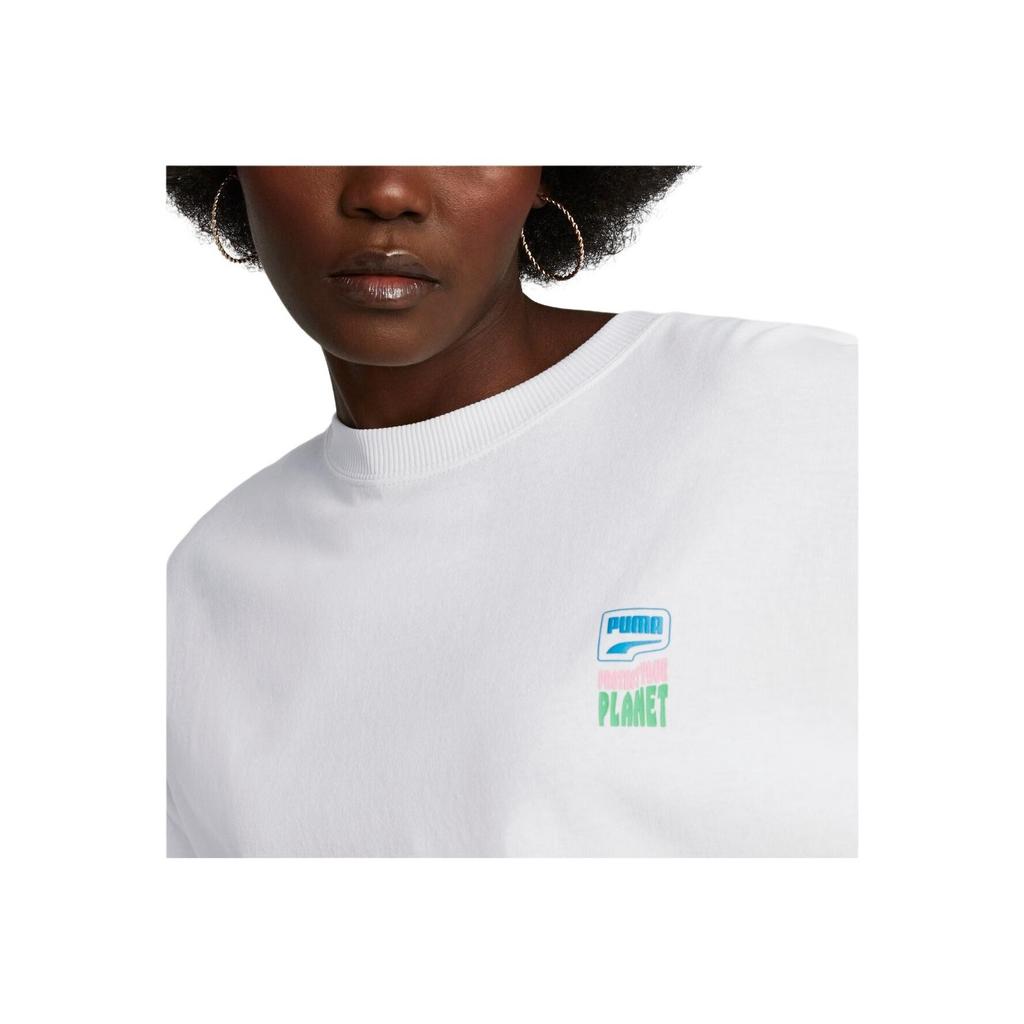 Puma American Retro Minimalist Letter Print Sports Casual Round Neck Short Sleeve Dress Women Dresses White 620627-02