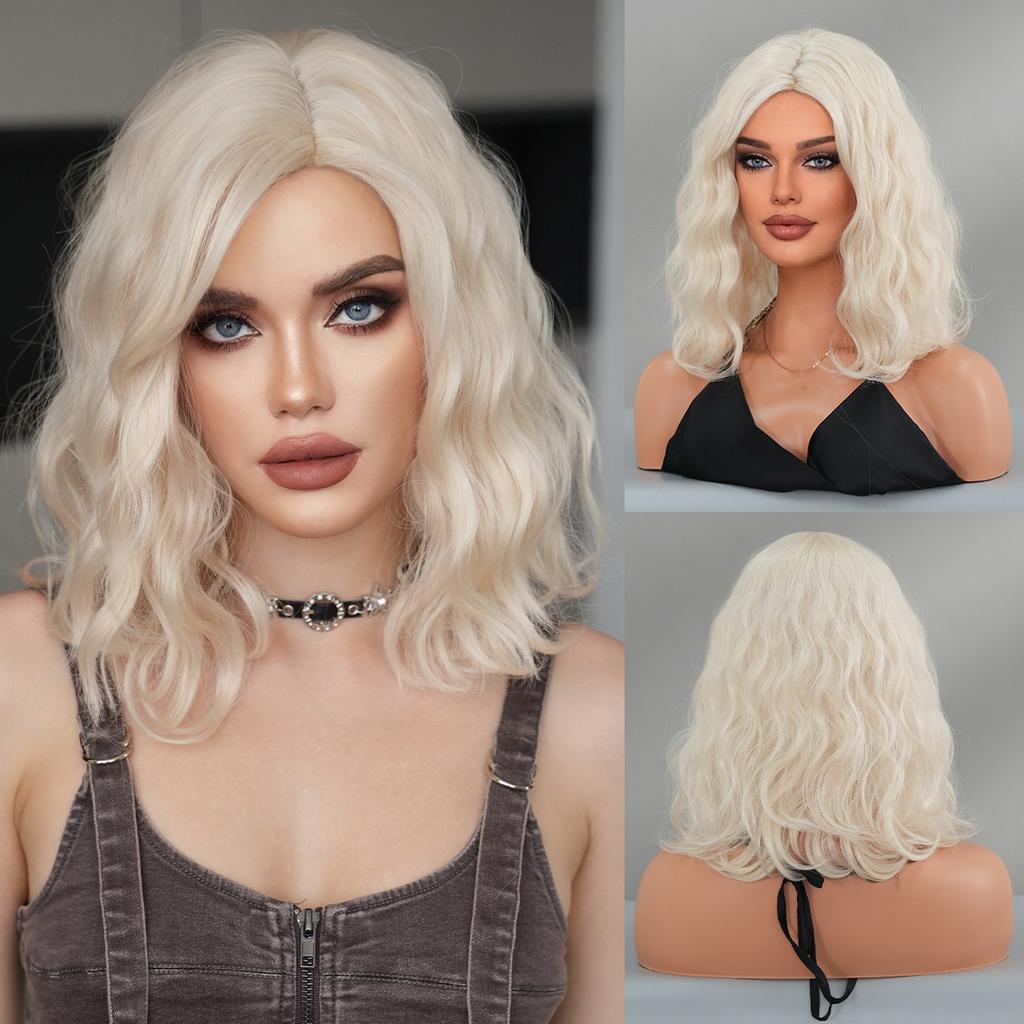 Women’s Fashion Side Part Short Curly Wig Natural Looking Synthetic Curl Full Cap Wig