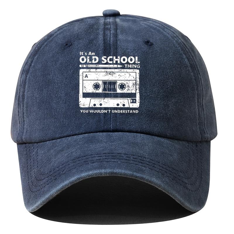 Old School Cassette Tape Print Baseball Cap Vintage Washed Unisex Adult Casual Adjustable Dad Hat