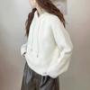Korean Design Sense Drawstring Hooded Sweater Women's Autumn and Winter New Solid Color Versatile Casual and Thin Pullover Knitted Sweater Women