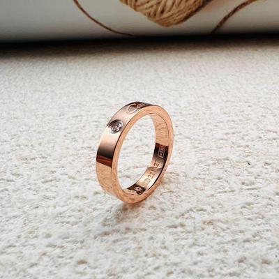 Rose Gold Titanium Steel Diamond Couple Ring - Trendy Kaga Signature Unisex Ring