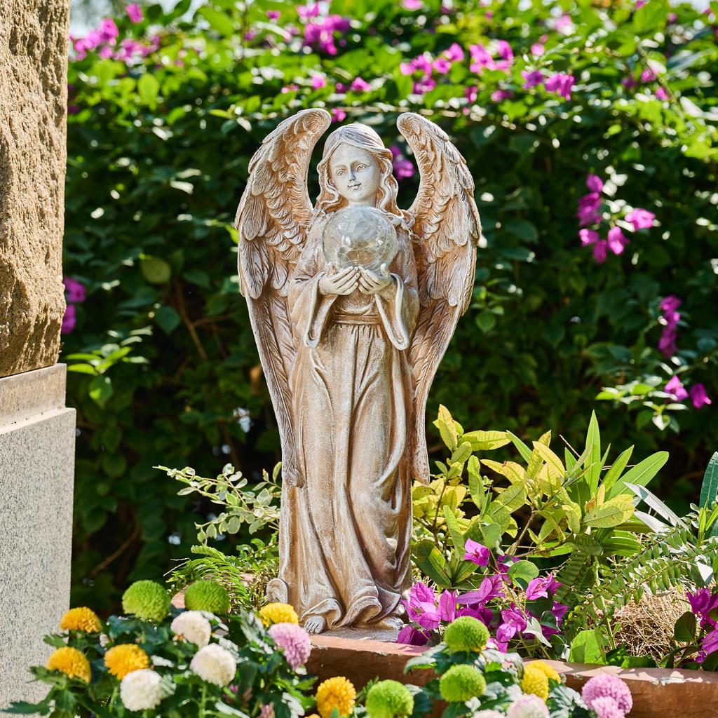 Valery Madelyn Garden Gardening Angel Outdoor Solar Garden Lawn 18cm Light, Accessories, Statue, Ornament, Light, Ornament, Ornament, Resin,