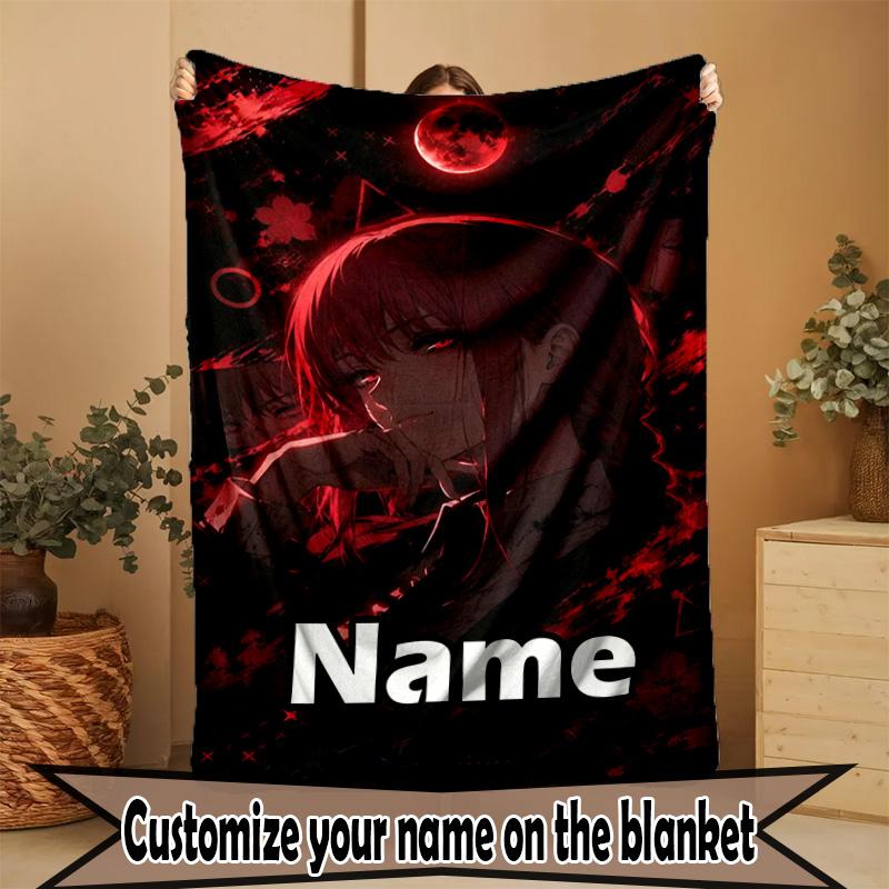 Custom Name Personalized Makima Chainsaw Man Print Blanket, Home Decor, Bedroom, Sofa, Camping, Couch, Gifts for Birthday ChristmasEnthusiasts