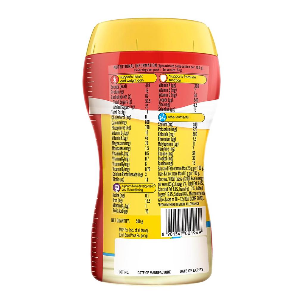 Complan Nutrition Drink Powder for Children Creamy Classic Flavour 500g Jar with 34 Vital Nutrients
