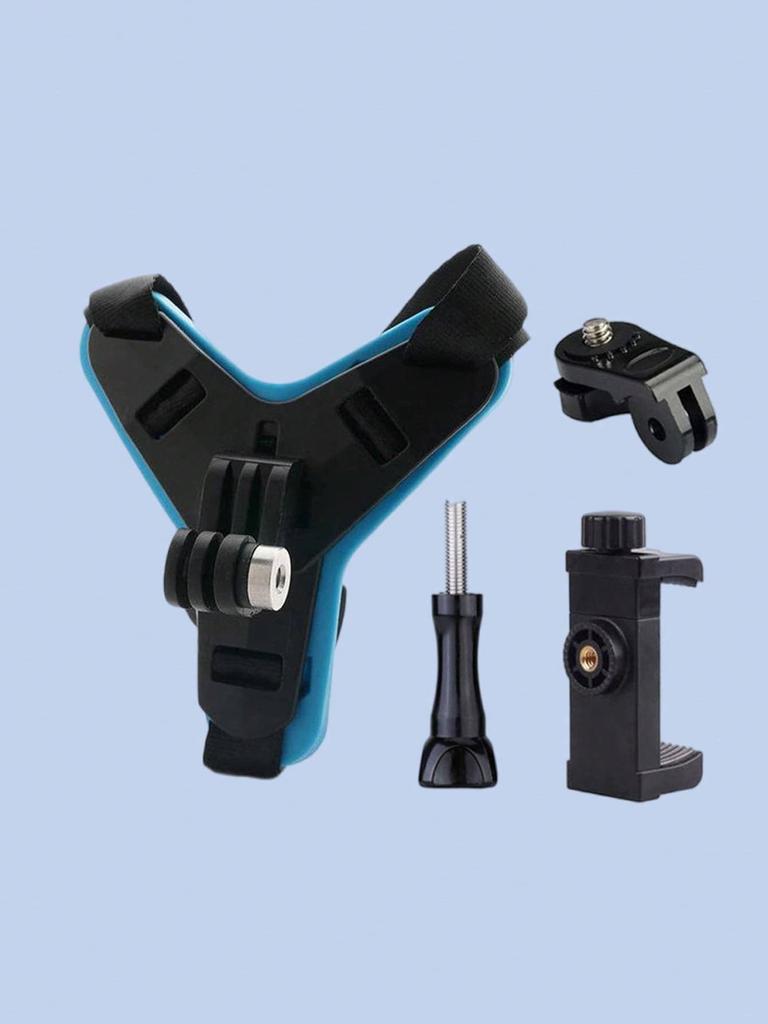 Universal Motorcycle Helmet Chin Mount - Integrated Action Camera Bracket, Quick-Release POV Shooting Mount