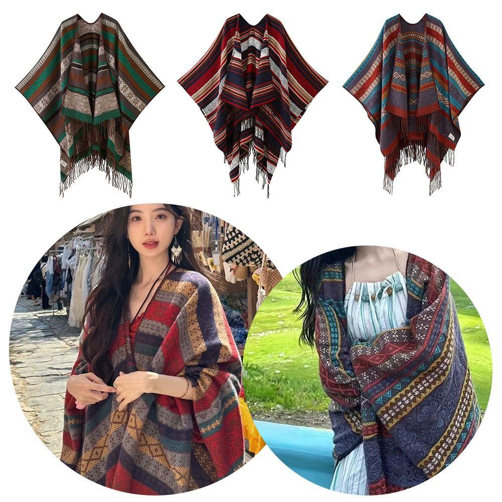 Ethnischer Stil Schal Kopftuch Sonnenschutz Temperament Strickjacke Für Frauen Dame Mädchen