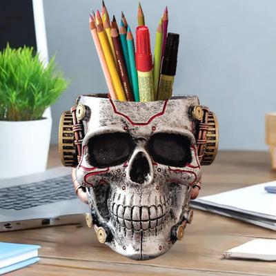 Halloween Style Mechanical Resin Craft Pen Holder Makeup Brush Bucket Desktop Decoration Ornaments