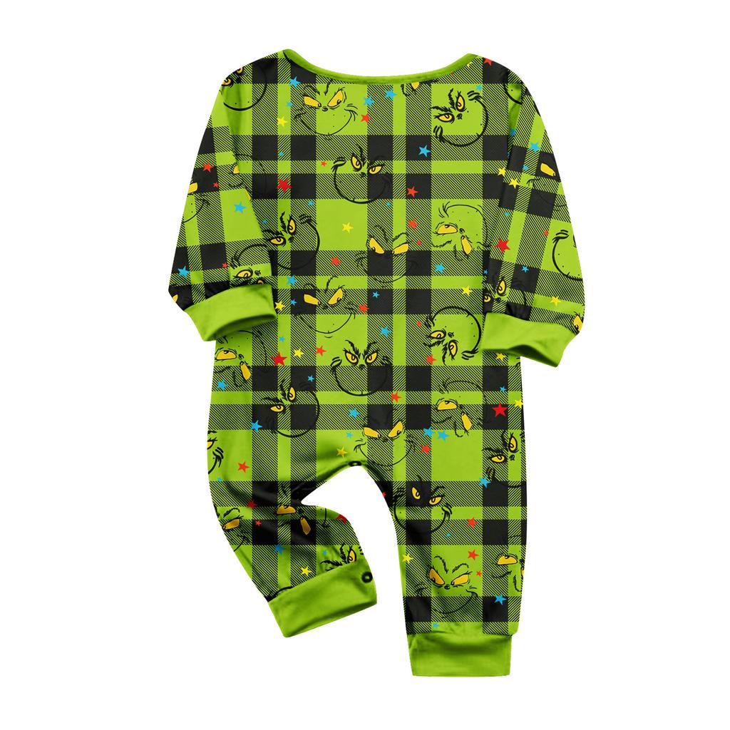 Family Matching Christmas Print Pajama Set Long Sleeve Round Neck Top and Pants Loungewear