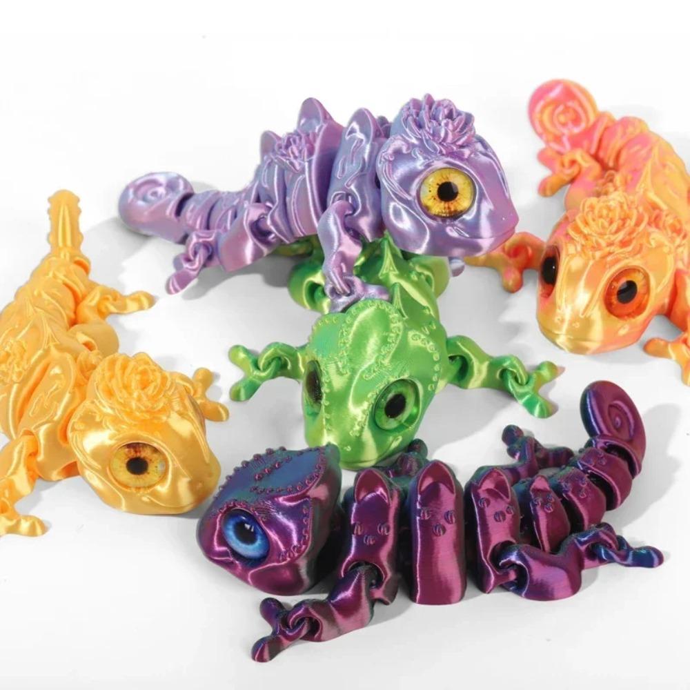 Neue 3D-Druck Chamäleonfiguren Mehrgelenkig Bewegliche Simulationsaugen für Heimaccessoires Kindergeschenk Zimmerdekoration 3d