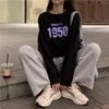 Ladies Loose Letter Printed Short Hoodie Autumn O-neck Long Sleeve Casual Sweatshirt