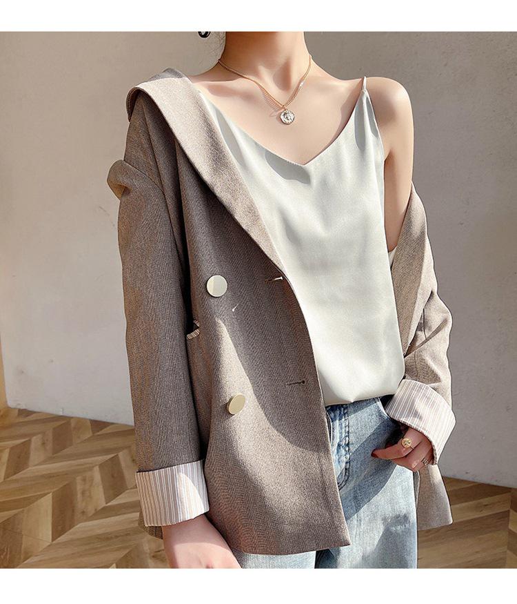 Damen Einseitiges V-Ausschnitt Seidensatin Camisole - Innen- und Außenbekleidung