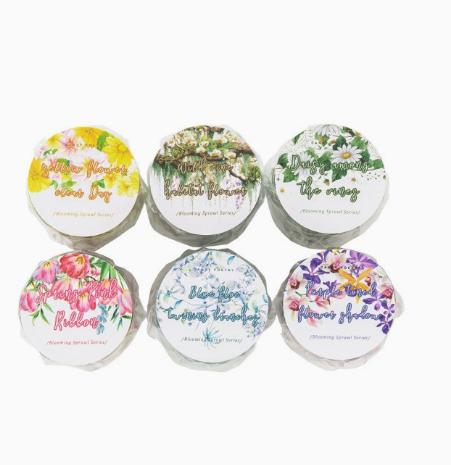 

6pcs/1lot Decorative Adhesive Tapes Spread of flowers Junk Journal DIY Paper Japanese Masking Scrapbooking Stickers