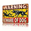Vintage Metal Beware of Dog Sign  with Raised Fist  Aggressive Black Dog Graphic  HeavyDuty Warning Decoration