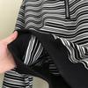Women's Striped Half-Zip Cropped Hoodie - 2023 Autumn/Winter Long-Sleeve Loose Casual Top