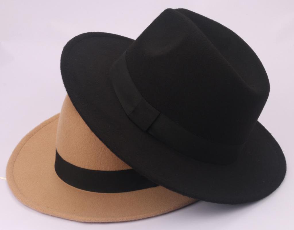 Retro Shanghai Fedora mit breiter Krempe: Unisex Frühling/Herbst Jazz Panama Hut in Wolloptik