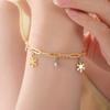 Crystal Snowflake Charms Bracelet for Women Stainless Steel Gold Plated Paperclip Chain Birthday Winter Couple Jewelry Gift