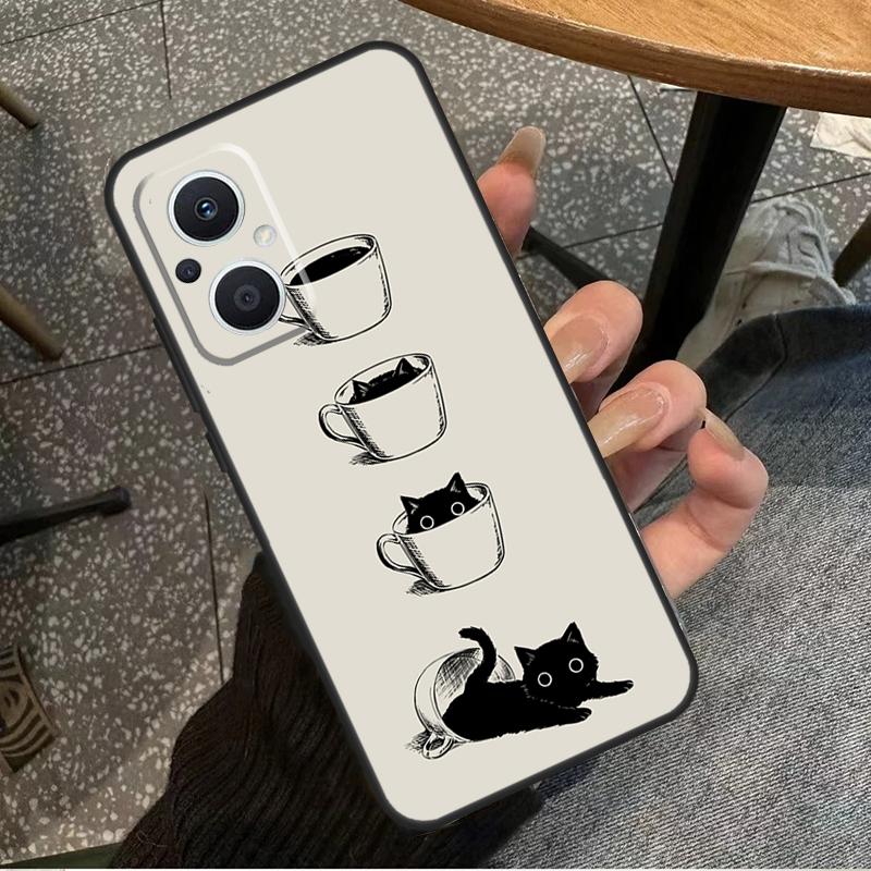 Black Cats Ink Cute Pet Witch Art For OPPO Reno 7 8 Lite 8T 14F 13F 11F 12F 10 11 12 13 14 Pro OPPO Find X9 X8 X5 X6 Pro Case