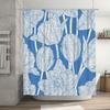 White Blue Modern Shower Curtain Waterproof Flower Print Home Decor Bathroom Decoration Wall Hanging Bath Mat for Kids Adults Si
