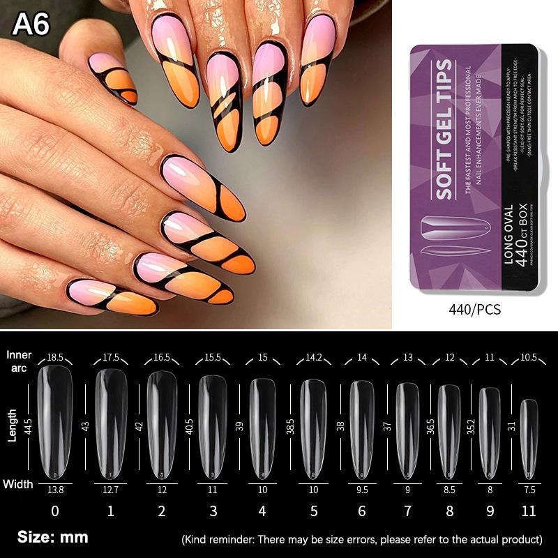 440/550Pcs Clear Acrylic Long Fake Nails Capsules Almond French Coffin Full Half Cover False Nails Artificial Nail Soft Gel Tips