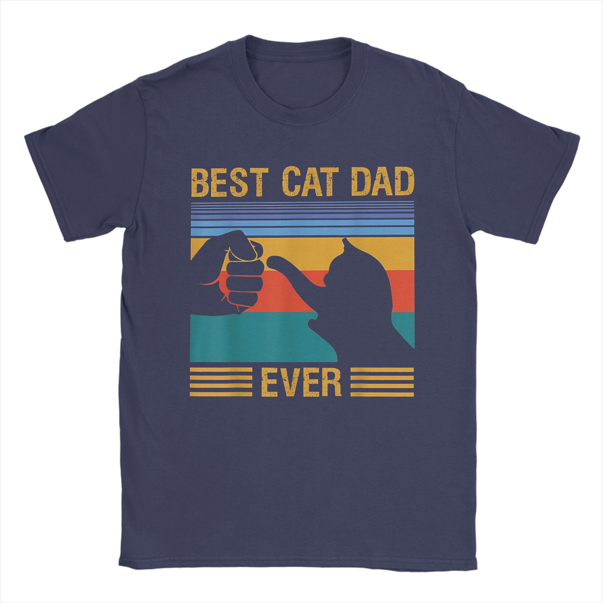 

Best Cat Dad Ever Vintage Retro Cat Daddy Father Gift Summer Men T Shirts Unique Tees T-Shirt Pure Cotton Plus Size Clothing 4XL