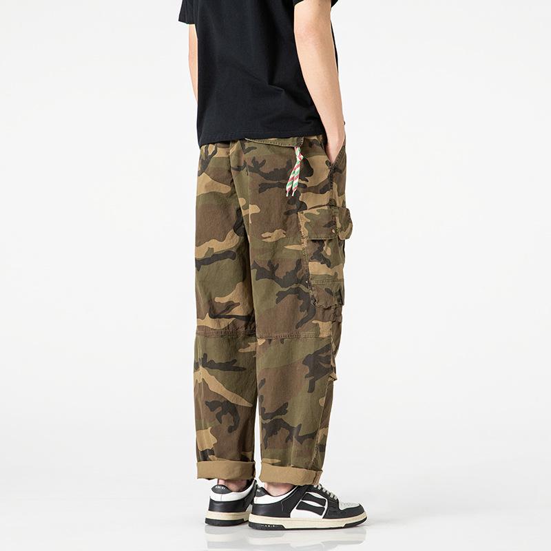Trendy brand spring loose straight camouflage pants trendy wide-leg Japanese retro trendy overalls men's wholesale M