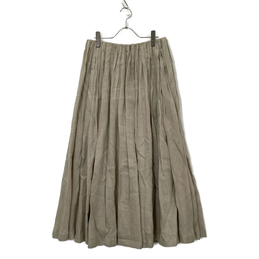 Ebure Beige Linen Flared Skirt Skirt 38 beigeUsed