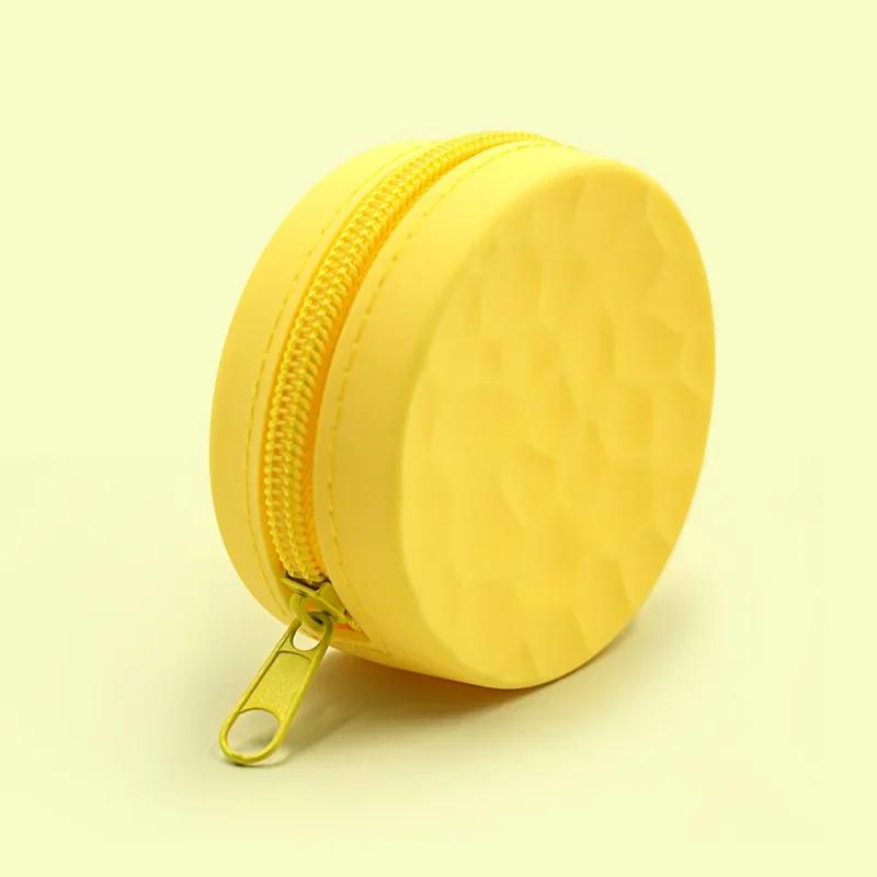 

Милый силиконовый ящик для хранения, многоцелевой портативный однотонный круглый мини-кошелек для монет для детей 8cm жёлтый