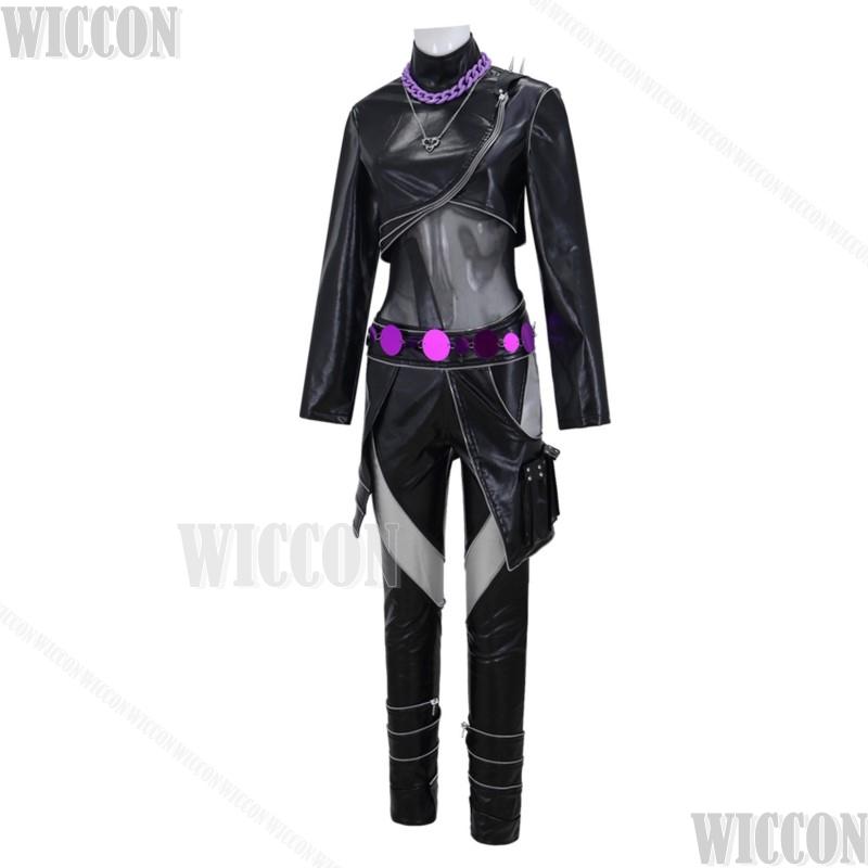 Black Leather Battle Uniform Rumi Demon Hunter K Pop Girls Cosplay Full Set Girl Woman Suit Halloween Party Carnival Outfit Cos