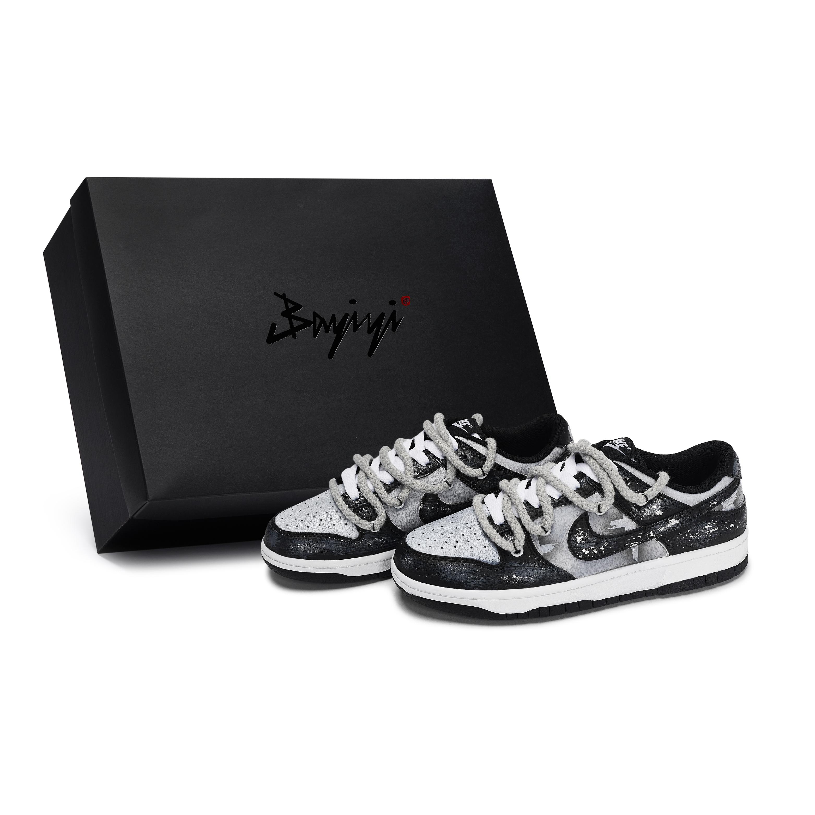 

Nike Dunk Skateboard Shoes Unisex Low Top Black/White/Gray DD1391-100(Team80-SBOX) 36