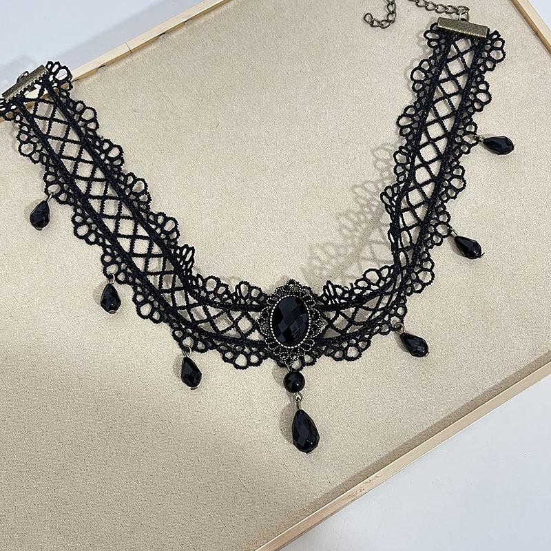 Pure Desire Wind White Lace Flower Tassel Necklace Vintage Court Wind Pearl Neck Strap Sweet Lolita Collarbone Chain