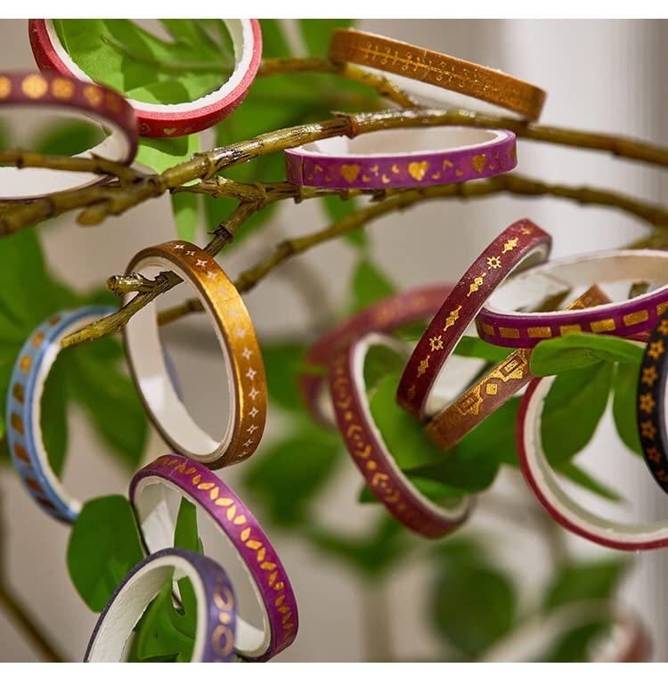 YUBX Masking Set of Thin Washi Tape with Basic Patterns for DIY Gift and Gift Decorations Tape, 20, Crafts, Journals, Planners, Scrapbooks, Wrapping,