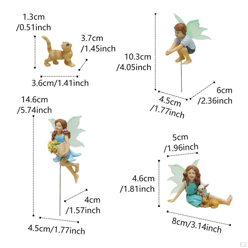 4x Miniaturfiguren Harz Fee Garten Zubehör Figur Mini Statuen für Terrasse Topf