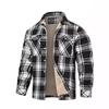 Chaqueta Europea y Americana para Hombre Camisa de Cuadros de Solapa de Manga Larga Chaqueta para Hombre